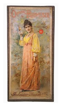 Reproduction Advertising Sign - Budweiser Girl in Yellow